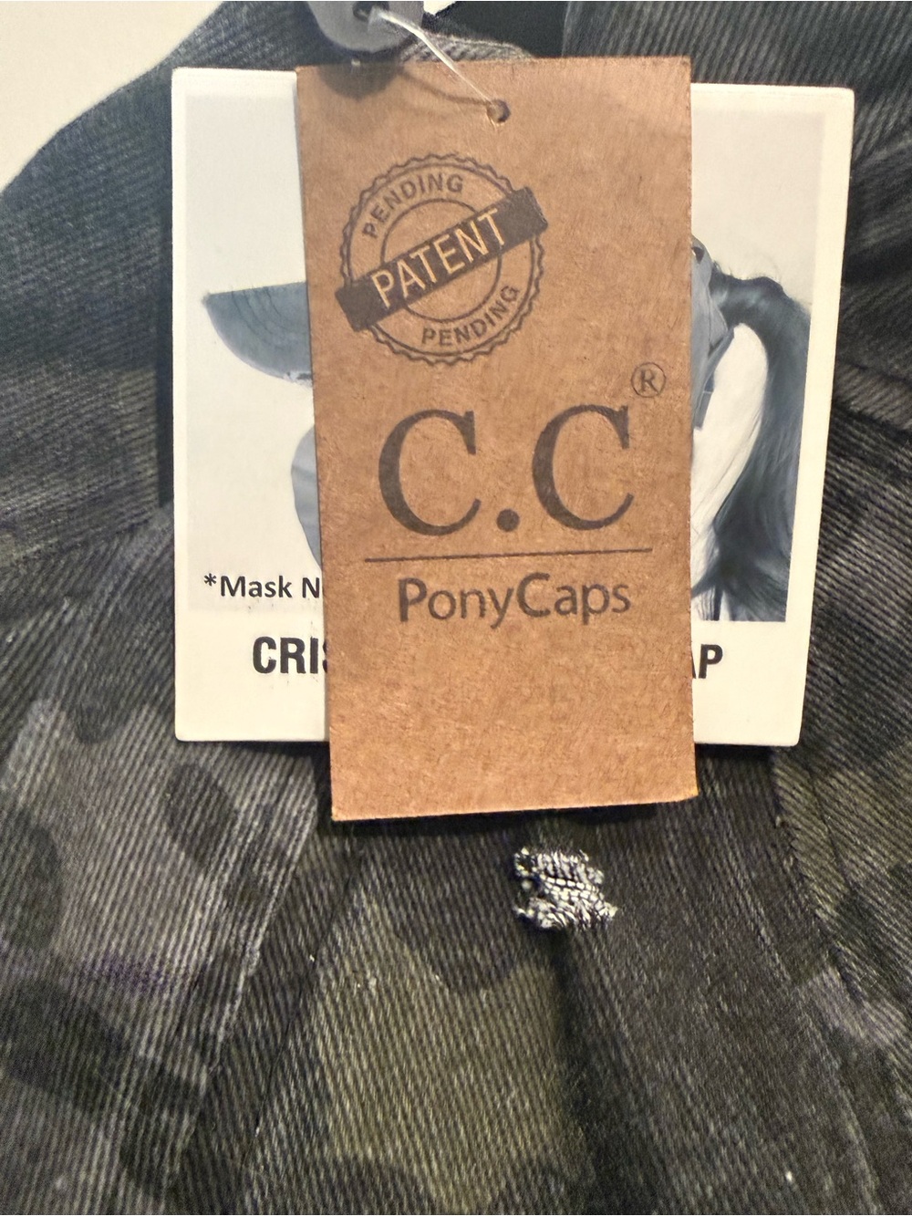 C.C black distressed camo Ribbed PonyCap Hat